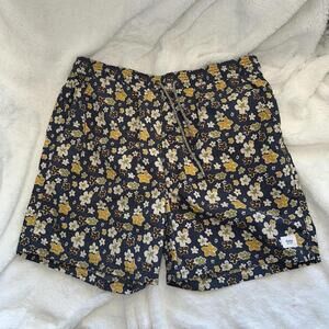 Katin Swim Trunks Shorts Mens L Floral Aloha Print Mesh Lined Drawstring Flowers